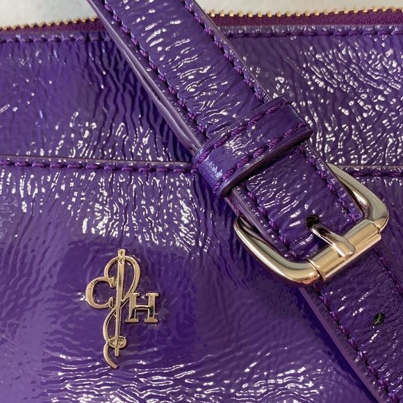 Patent leather Purple Crossbody Purse w/ Gold Hardware Cole Haan EUC - Picture 14 of 16